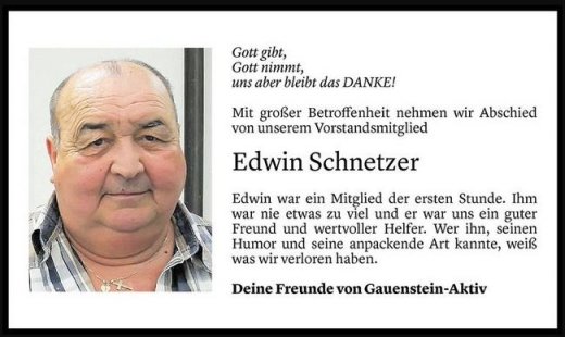 Nachruf Edwin Schnetzer Nachruf Edwin Schnetzer